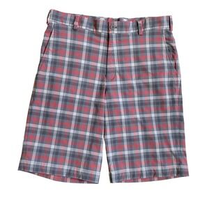 Nike Golf Men's Dri-Fit Gray/Red Poly/Spandex Plaid Golf Shorts -32 M Excellent